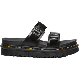 Dr. Martens Myles Brando Leather Buckle Slide Sandals - Black