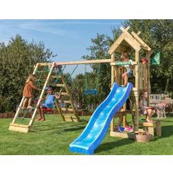 Jungle Gym Jungle Gym Totem legetårn komplet inkl. klatremodul og blå rutschebane 804-073C2B