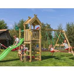 Jungle Gym Teepee legetårn komplet inkl. gyngemodul og grøn rutschebane 804-088S2G