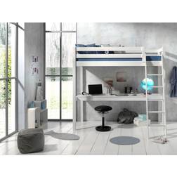 Vipack Cama Alta 90 x 200 cm Con Escritorio De Pino Macizo Blanco Pino
