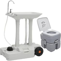 vidaXL Portable Camping Toilet and Handwash Stand Set