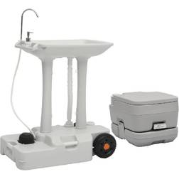 vidaXL Ensemble de Toilette et support de lavage des mains de Camping Equipement de Caravane Chantiers de Construction Voyages en Camping-car