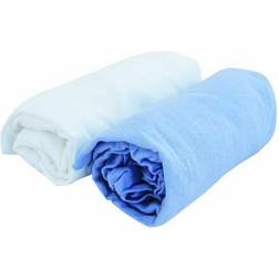 Domiva Doux Nid Lot De 2 Draps Housse Uni - Blanc Et Bleu Ciel 60 x 120 cm