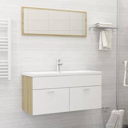 vidaXL Set De Muebles De Baño 2 Pzas Madera Contrachapada Blanco Roble