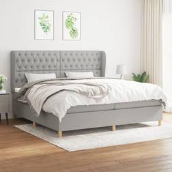 vidaXL Jinlefu Box Spring Con Colchón Tela Gris Claro 200x200 cm Cama Continental