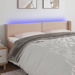 vidaXL LED cappuccino 183x16x78/88 konstläder Sänggavel