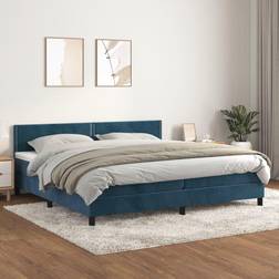 vidaXL Giroletto A Molle Con Materasso Blu Scuro 200x200 cm Velluto Letto Continentale