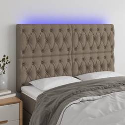 vidaXL LED-lys stof gråbrun Sengegavl
