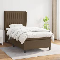vidaXL Box Spring Con Colchón Tela Marrón Oscuro 80x200 cm Cama Continental