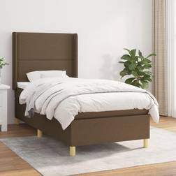 vidaXL Box Spring Con Colchón Tela Marrón Oscuro 80x200 cm Cama Continental