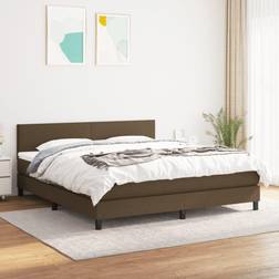 vidaXL Box Spring Con Colchón Tela Marrón Oscuro 180x200 cm - Marrón Cama Continental