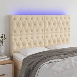 vidaXL LED-lys 144x7x118/128 stof cremefarvet Sengegavl