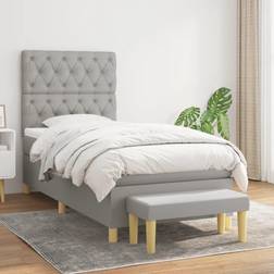 vidaXL Boxspring Met Matras Stof Lichtgrijs 80x200 cm