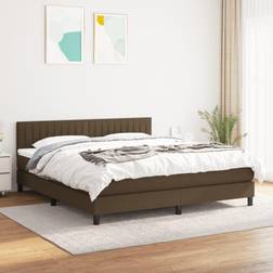 vidaXL Box Spring Con Colchón Tela Marrón Oscuro 180x200 cm Cama Continental