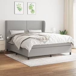 vidaXL Box Spring Con Colchón Tela Gris Claro 180x200 cm Cama Continental