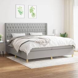 vidaXL Box Spring Con Colchón Tela Gris Claro 200x200 cm Cama Continental