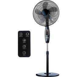 Edm 33967 Ventilateur Sur Pied Noir Avec 60W Pales Ø40 cm Hauteur Réglable 110-130 cm