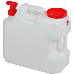 Relaxdays Bidón de agua con grifo, Tapa de rosca ancha, Accesorio de camping, 18L, Sin bpa, Blanco & Rojo, 1 Ud