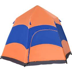 OutSunny Pop-Up Tält Dubbelväggstält 4-6 Personer 275 x 275 x 170 cm Orange Blå