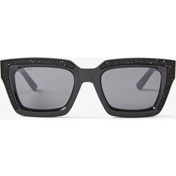 Jimmy Choo Meg Rectangular Sunglasses, 51mm Black/Black Mirrored