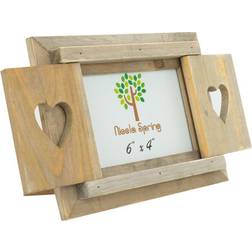 Nicola Spring 4" Wooden Hearts Shutter Photo Frame