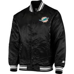 Starter Men's Miami Dolphins Locker Room Satin Varsity Full Snap Jacket