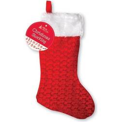 The Home Fusion Company & White Plush Traditional Christmas Xmas Stocking Sack 50cm Decoration