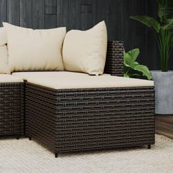 vidaXL Poggiapiedi Da Giardino Con Cuscino In Polyrattan Marrone