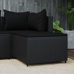 vidaXL Poggiapiedi Da Giardino Con Cuscino In Polyrattan Nero MXL 130082