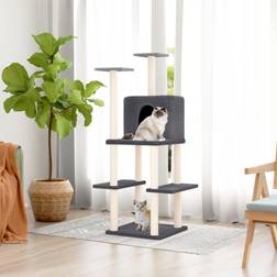 vidaXL Albero Per Gatti Con Tiragraffi In Sisal Grigio Scuro 144.5 cm Cod Mxl 22521