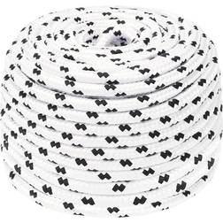 vidaXL Båtlina Flätad Vit 6 mm x 25 m Polyester