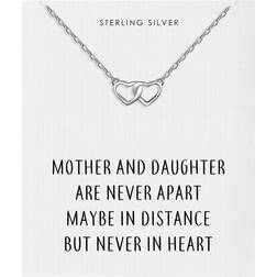 Philip Jones Sterling Silver Mother and Daughter Quote Heart Link Necklace