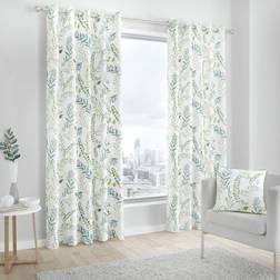 Fusion Green Fernworthy Botanical Leaves Eyelet Curtains
