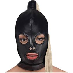 Strict Blonde Ponytail Bondagehætte Sort