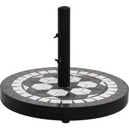 vidaXL Base De Parasol Noir Et Blanc Rond 12 kg Support De Parasol