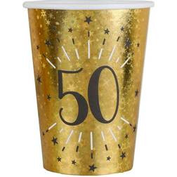 Santex Verjaardag feest bekertjes leeftijd 10x 50 jaar goud karton 270 ml
