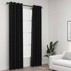 vidaXL Mörkläggningsgardin linnelook 2 st