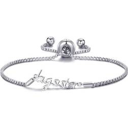 Philip Jones Silver Plated Big Sister Bracelet Created with Swarovski Crystals