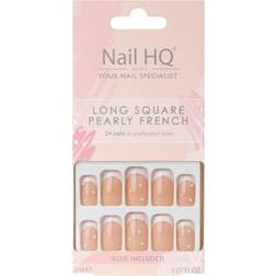 Nail HQ Long Square Pearly French