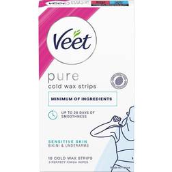 Veet Pure Vaxremsor Cold wax bikini & underarm Sensitive 16 st