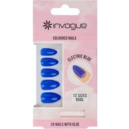 Invogue Electric Blue Oval Nails Pack Of