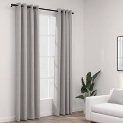 vidaXL Tende Oscuranti Effetto Lino Con Occhielli 2 pz 140 x 245 cm Grigio