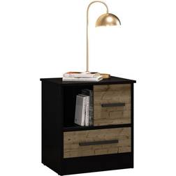 Madrid Seconique Black/Acacia Effect Bedside Table 40x50cm