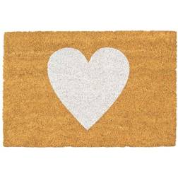 Nicola Spring 40cm Heart Coir Door Mat White