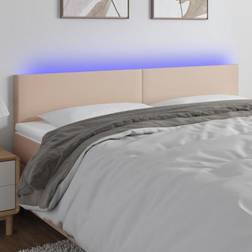 vidaXL Med LED-Lys 160x5x78/88cm Kunstlæder Cappuccinofarvet Sengegavl