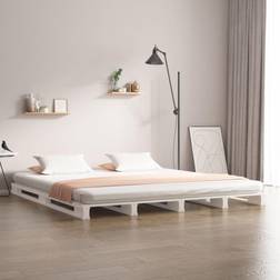 vidaXL Cama De Palets Madera Maciza De Pino Blanca 120x200 cm