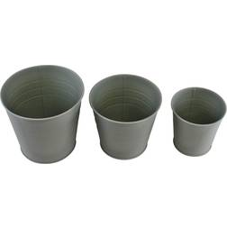 Geko Round Metal Planters - Green - Set of 3