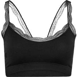 Yours Seamless Lace Trim Bralette - Black