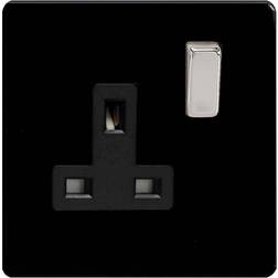 Varilight 13A Jet Black Single Switched Socket