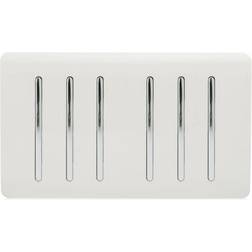 Trendi Switch 6 Gang 2 Way Double Plate Rocker Light White